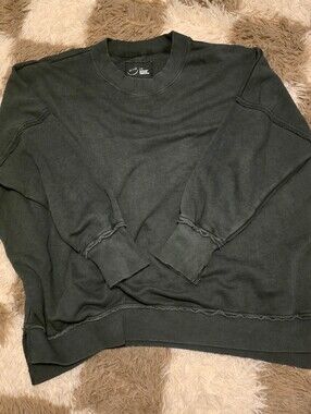 Aerie Washed Dark Green Crewneck Sweatshirt